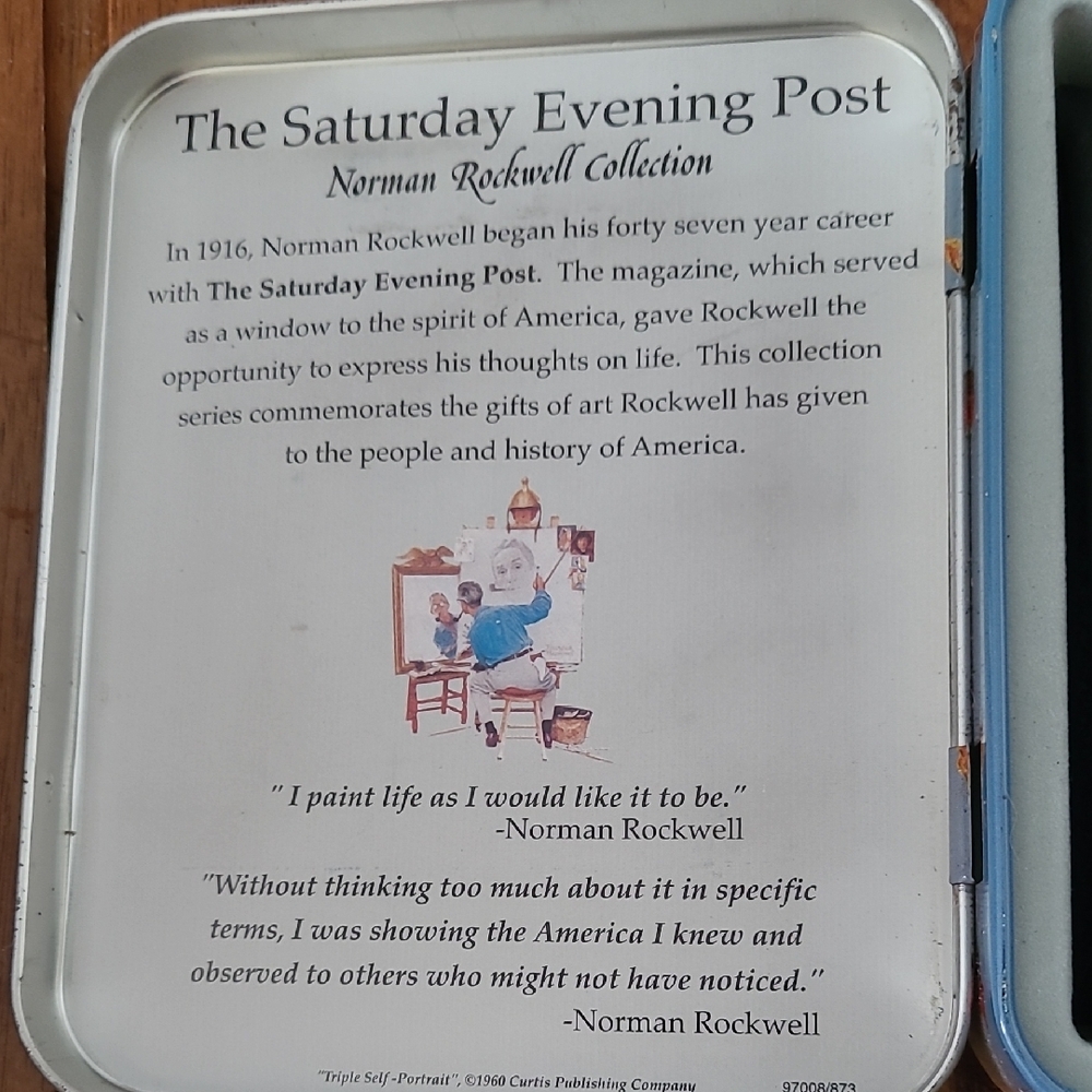 Norman Rockwell Tin Box With Mens Wallet - Picture 6 of 7